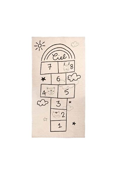 Atmosphera Children Hopscotch Carpet Ecru and Black 80 x 150 cm