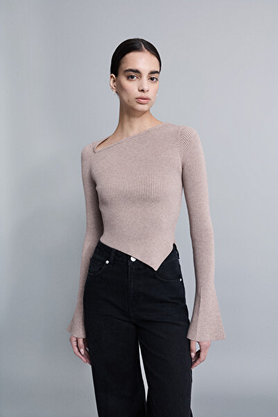 VATKALI Asymmetrical Collar Spanish-Style Sleeveless Knitwear Blouse