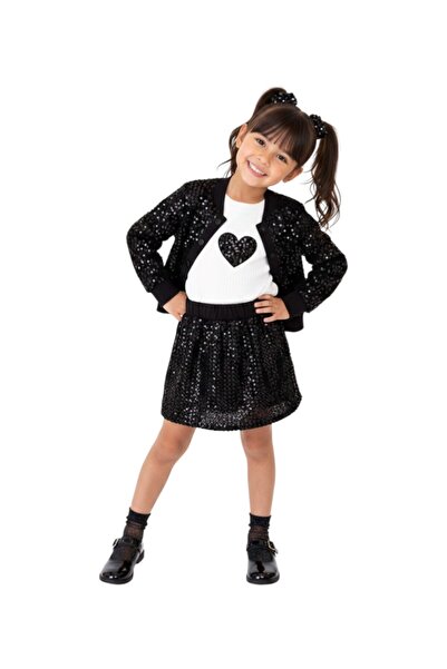 Egelite Set elegant din 3 piese pentru fete: cardigan cu paiete, fustă scurtă...