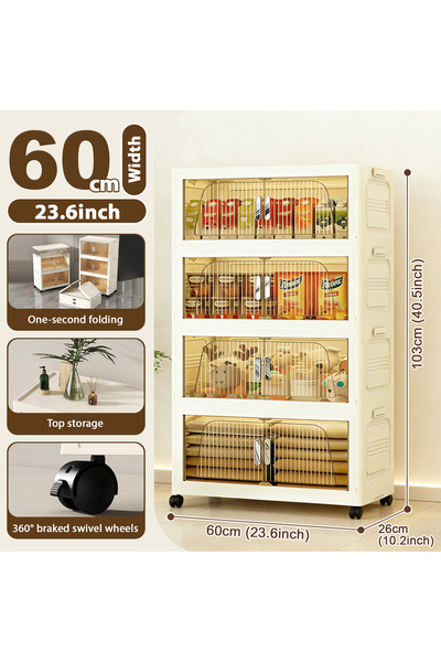 Vitakit Wheeled Sealed Storage Cabinet, Foldable Double-Door Storage Box for ...