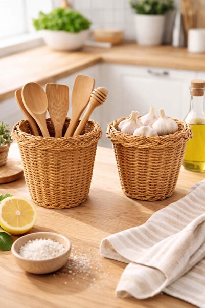 BUCOLIC Rustic 2-Piece Wicker Organizer Basket Set