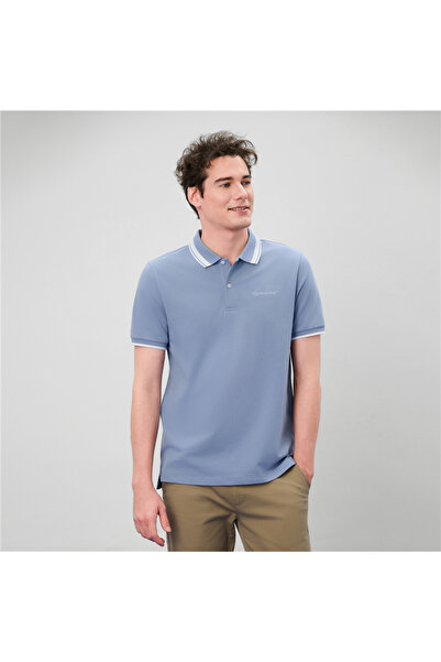 Giordano Men’s Slim Pique Polo with Contrast Collar & Signature Embroidery