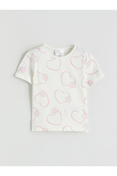LC Waikiki Heart Printed Girl's T-Shirt and Leggings