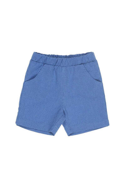 PETIT-ATELlER PETIT ATELIER Gingham Check Shorts Kids Blue Elastic Waist Pock...