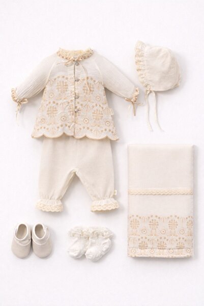 Minytrendy طقم بطانية مكون من 6 قطع مطرزة بالدانتيل الفاخر للفتيات الصغيرات ح...