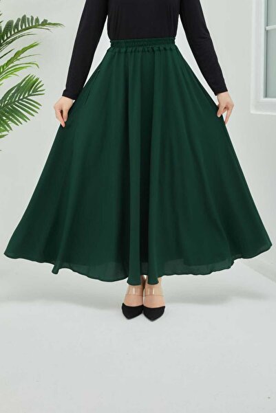 MİREL BUTİK Women's Flared Skirt Silk