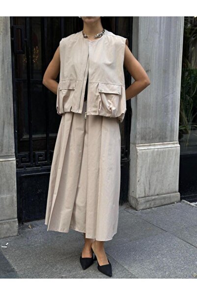 Elegant Kadın Astarlı Cep Detaylı bomber Yelek