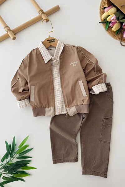 Minigimin Cicileri Miniğimin Cicileri Винтидж бомбър яке с принт и карирана р...