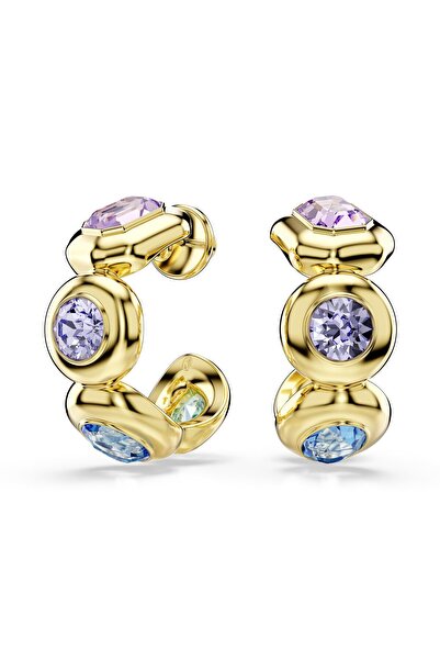 Swarovski Gema halka küpeler, Karışık kesimler, Çok renkli, Altın rengi kaplama