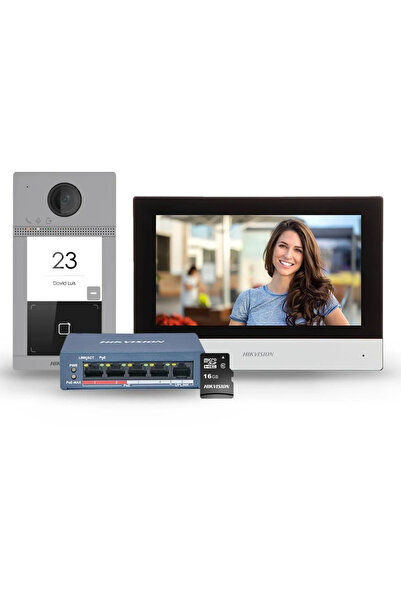 Hikvision طقم الاتصال الداخلي DS-KIS604-S (DS-KV8113-WME1، DS-KH6320-WTE1، PO...
