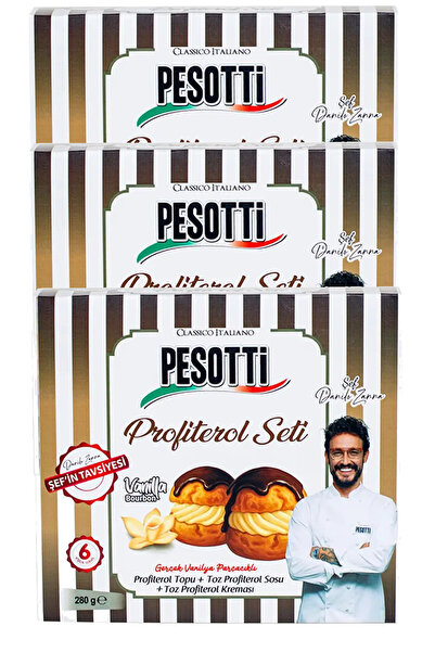 PESOTTİ Profiterol Seti 280g (Vanilya Bourbonlu Toz Profiterol Sosu & Krema K...