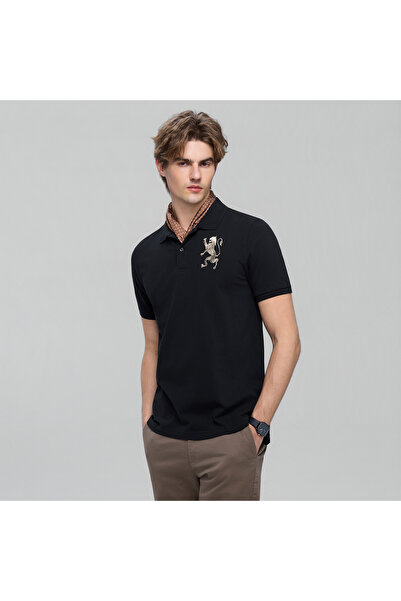 Giordano Men’s Slim Fit 3D Lion Embroidery Lycra Pique Polo