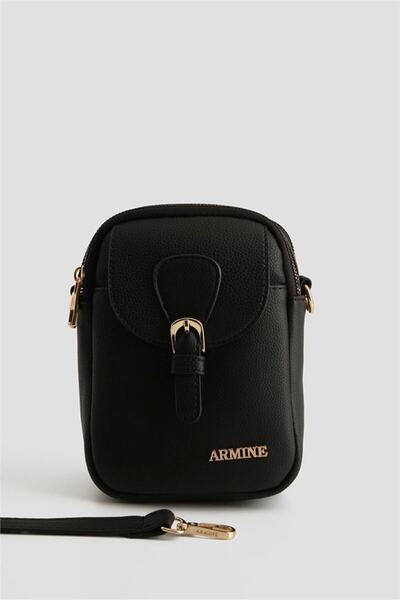 Armine Women's Black Leather Crossbody Hand & Shoulder Bag 406