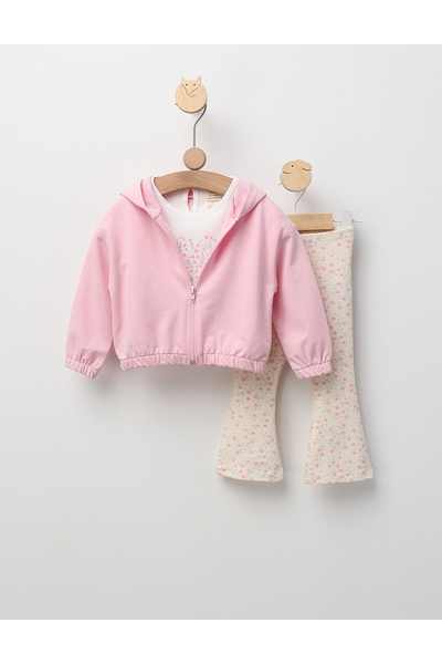 MiniKids Compleu fetite Spring 3 piese, roz 86 (12-18 luni)