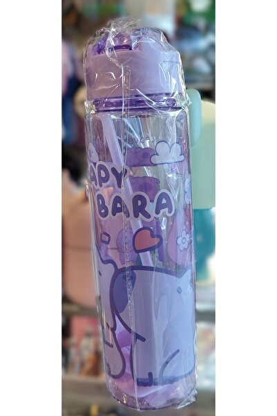 ada çanta kırtasiye Capybara figürlü plastik uzun matara pipetli 600 ml AD41065