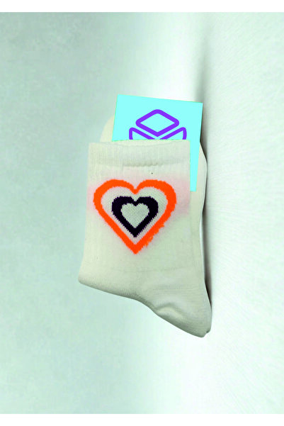 Mutluluk Kutunda Var Heart and Smile Printed 2-Piece Socks