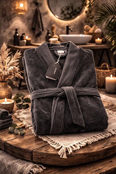 Özdilek Charcoal Luxe Bathrobe Size L