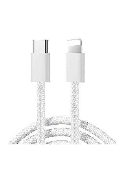 Other Kabel przewód w oplocie USB-C - iPhone Lightning 30W 1m - biały