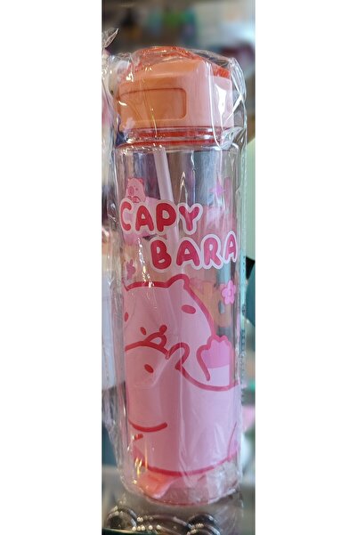 ada çanta kırtasiye Capybara Figure Plastic Long Flask with Straw 600 ml Ad41065