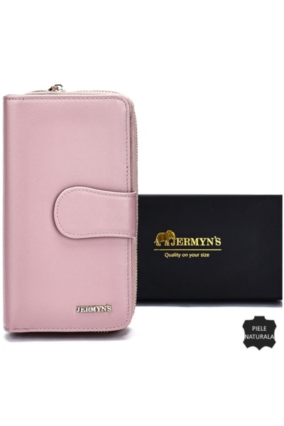 JERMYN'S Roma women's genuine leather wallet, elegant, lilac pink