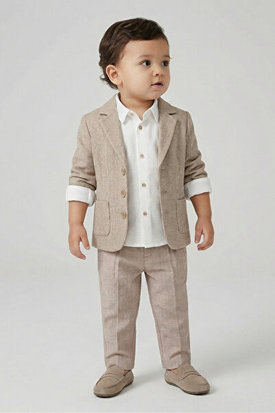 Abel & Lula Mayoral Abel Lula Baby Boy Vancouver Shirt Pants Set Beige