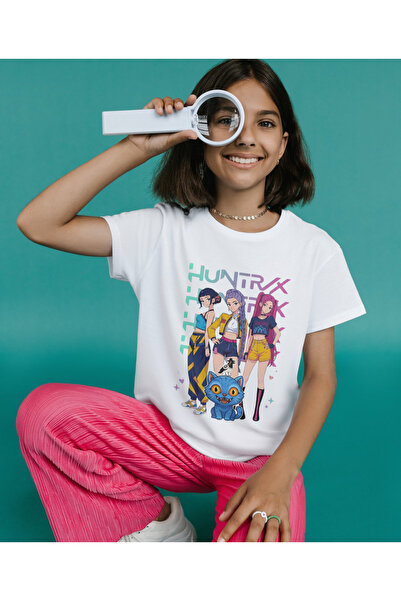 ALPŞAN TİCARET Μπλουζάκι για κορίτσια Huntrix - Λευκό μπλουζάκι σε στυλ Anime...