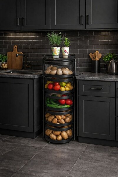 Doremcy 5 Katlı Yana Açılır Sebzelik Meyvelik Patates Soğan SepetÇok Amaçlı M...