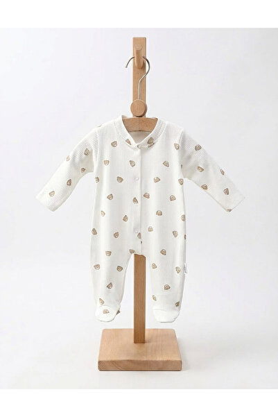 MiniKids Booties jumpsuit, pulled pins, Bear, white 62 (0-3 months)