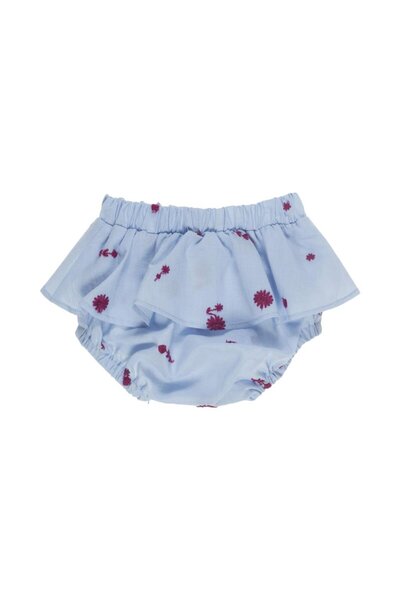 PETIT-ATELlER PETIT ATELIER Embroidered Ruffle Bloomers Kids Light Blue Elast...