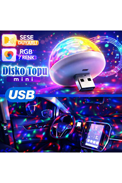 COCEM Araç İçi Mini USB RGB Disco Led Işık – Renkli Ortam Aydınlatma