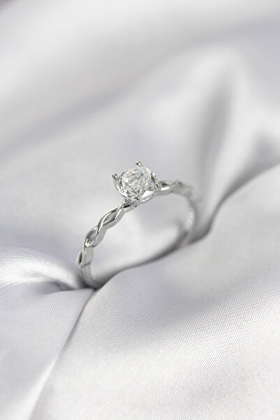 STİLLOVE Silver Color Spiral Chain Model Single Stone Model Zircon Stone Wome...