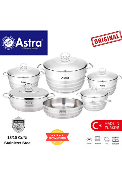 Astra 11 Pieces 18/10 Stainless Steel Cookware Set Triplex Heavy Capsule Bott...