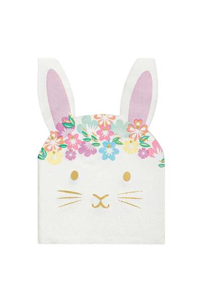 OEM White Bunny Shaped Table Napkins with Gold Foil 33x33cm - 12pcs