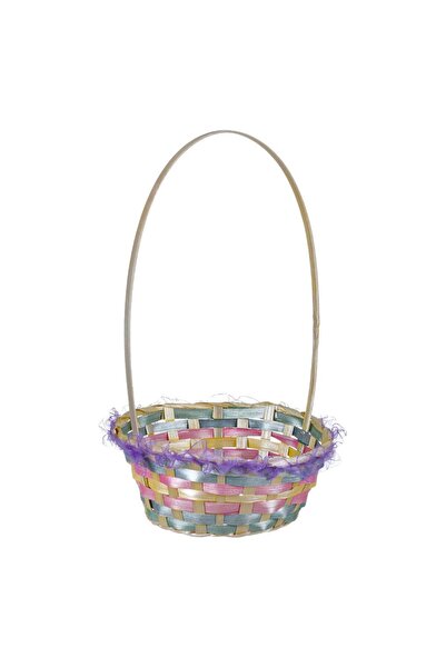 OEM Cos Decorativ de Paste cu Maner Bambus Tul Colorat Lila Ø21x38cm