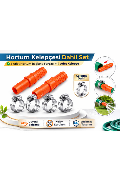 DESIPHON Garden Hose Set Including 1/2 Hose Connector, 2 Connection Adapters and 4 Clamps
