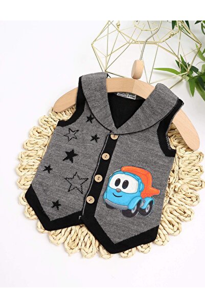 MiniKids Γιλέκο με σχέδιο car-stars σκούρο γκρι 92 (18-24 μηνών)