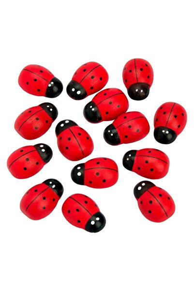 OEM Wooden Sticker Decorations Red Ladybugs 2.5cm - 30pcs