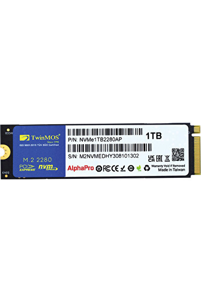 TwinMOS 1Tb Alphapro Nvme M.2 Pcle Gen3 3600-3250Mb/S (Nvme1Tb2280Ap)