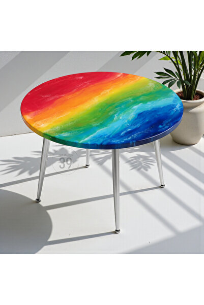 39 Art Studio RAINBOW LUX 60 cm Kahve Sehpası – Rainbow Epoksi Parlak Yüzey –...