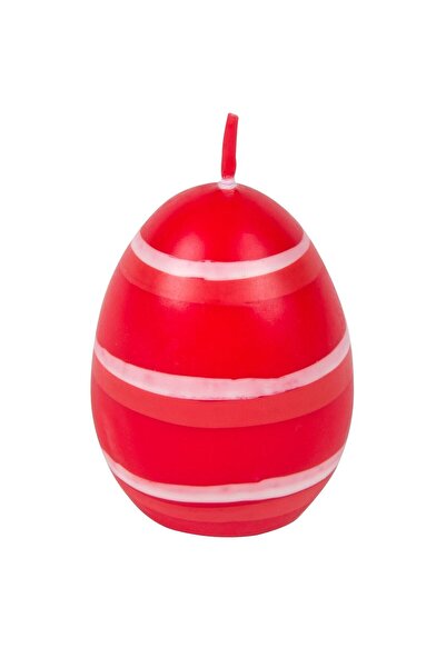 OEM Decorative Easter Candle Red Egg White Stripes 6cm