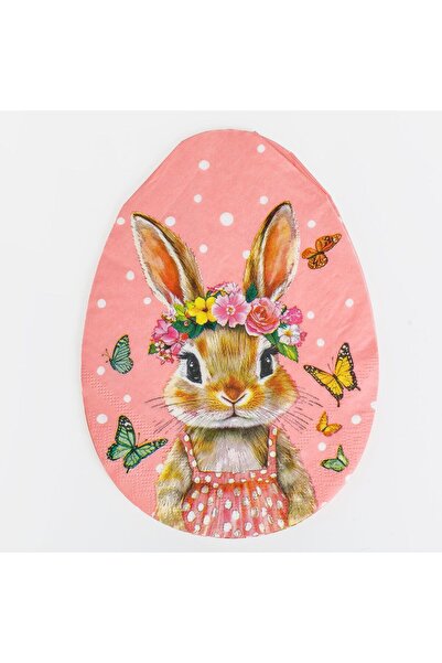 OEM 2-Ply Table Napkins in the Shape of Pink Easter Egg & Rabbit 33x32cm - 20pcs