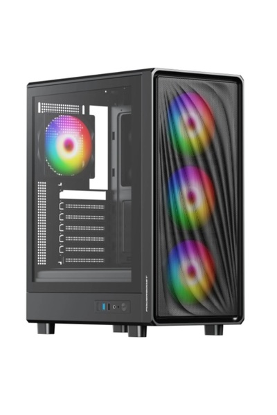 Power Boost Pb-A5065B 600W 80+ Bronze Black Mesh Panel Mid Tower Atx Case