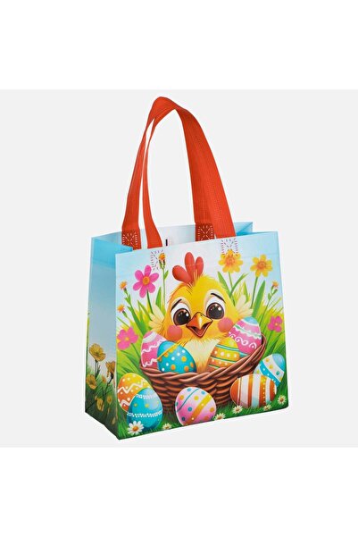 OEM Geanta Reutilizabila din PP cu Model de Paste Pui Cos Oua si Flori 22x9x22cm