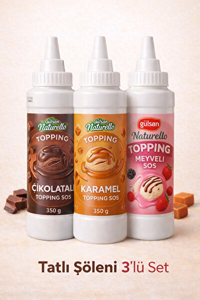 gülsan gıda Gülsan Naturello Tatlı Şöleni 3’lü Topping Sos Seti 350 g (Çikola...