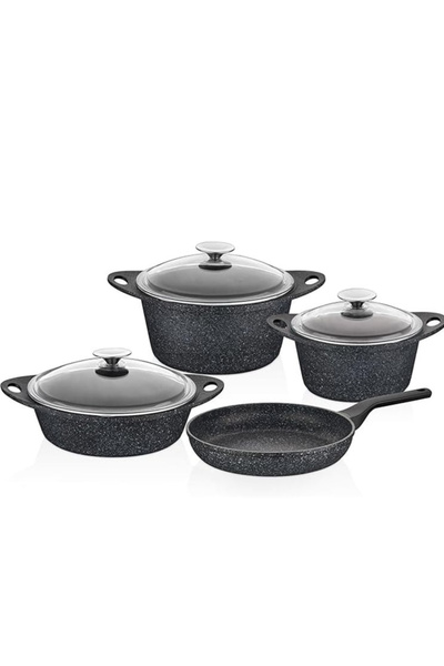 Cem Dark Blue 7 Prç Set (Tencere 20+24/k.yarık 26/tava 26)