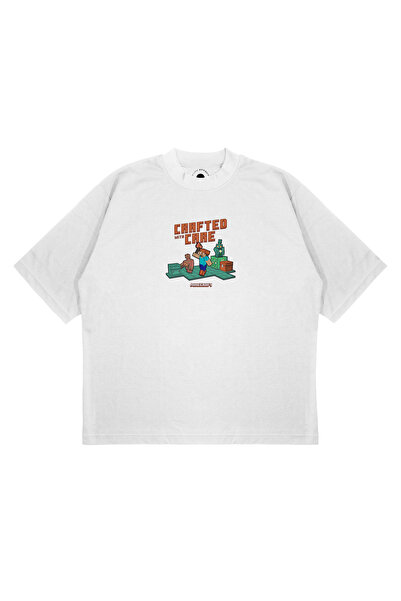 PURE EFFECT Unisex Oversize kroj MINECRAFT CRAFTED Štampano Debeli materijal ...