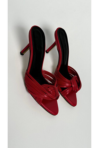 Naz Luxury Shoes ESSUJA TOPUKLU TERLİK KIRMIZI