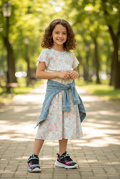 Ayakkabı Fuarı Elit LS-F-02-26Y Filet cipele za hodanje za devojčice crne - lila