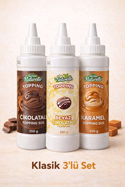 gülsan gıda Gülsan Naturello Klasik 3’lü Topping Sos Seti 350 g (Çikolata, Be...