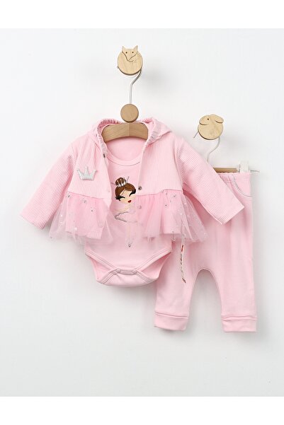 MiniKids Set balerina 3 piese roz 62 (0-3 luni)